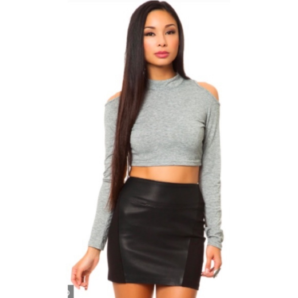 BB Dakota Black Leather Mini Skirt